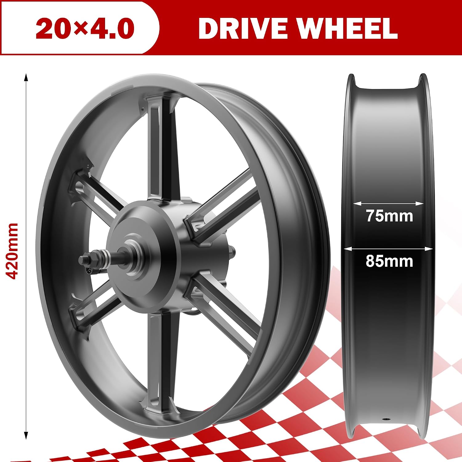 20x4.0 E-Bike Rear Hub Motor Wheel - Hình 2